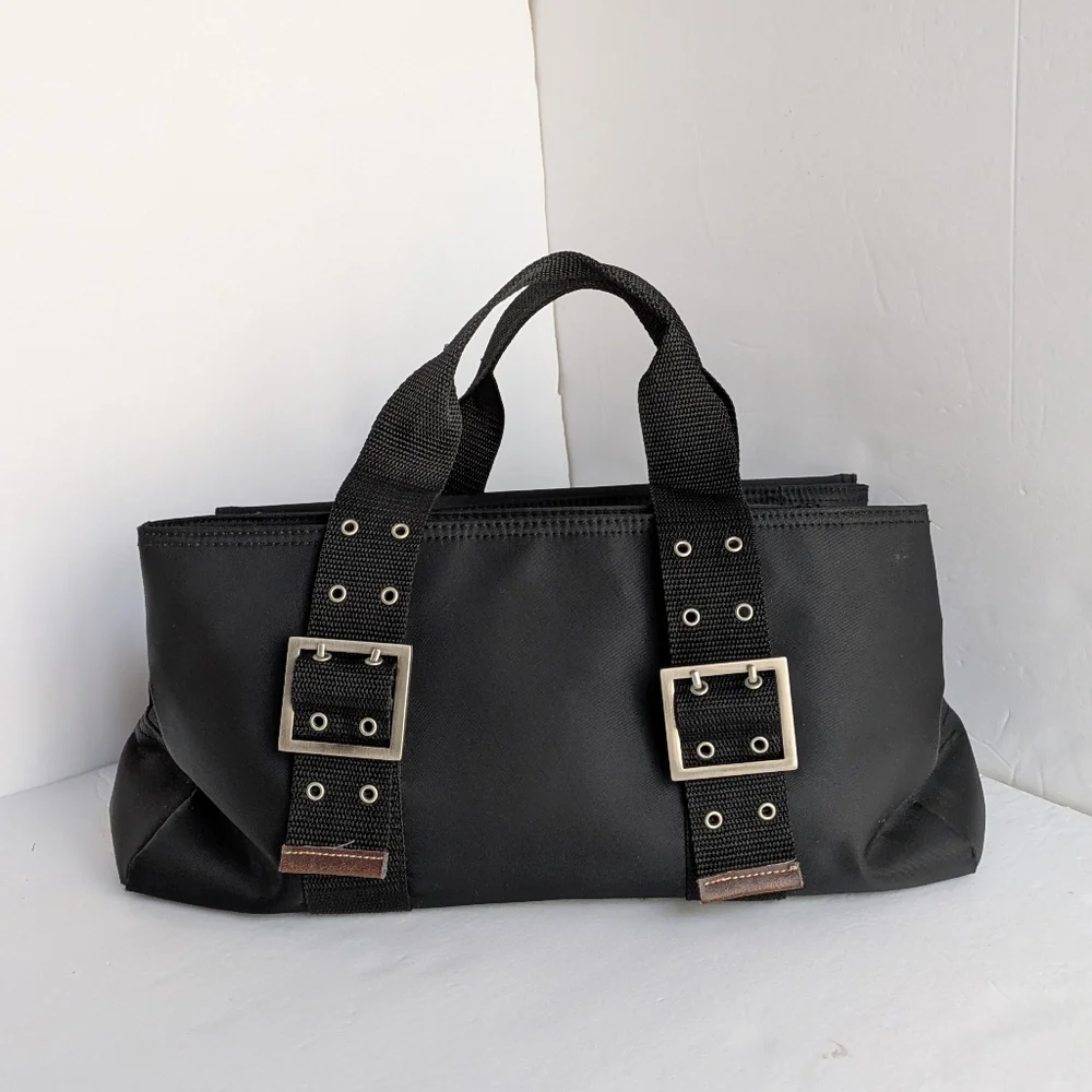 Ruff Hewn Y2K Black Nylon Satchel Bag Adjustable Straps Multiple Compartments